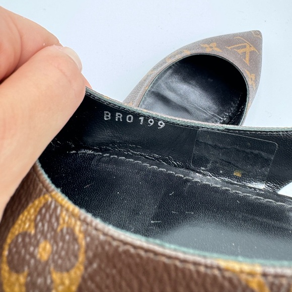 Authentic LOUIS VUITTON Patent Monogram Cherie Slingback Ballerina Flats 37 - Picture 2 of 8